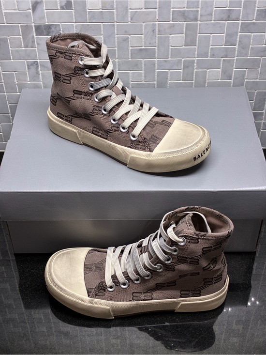 Balenciaga Shoes - Balenciaga Paris High Top BB Monogram Sneakers Women US 4 IT 34 Brown NIB